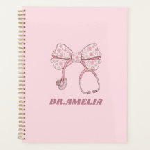 Laço Floral Rosa Stethoscope Design Nome Médico