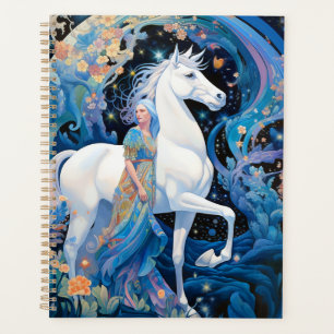 Agenda Lady and White Horse Fantasy Art
