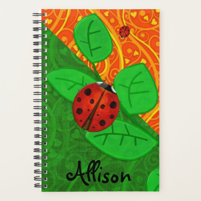 Agenda Ladybug Whimsey 3D Folk Art ADICIONE SEU NOME (Frente)