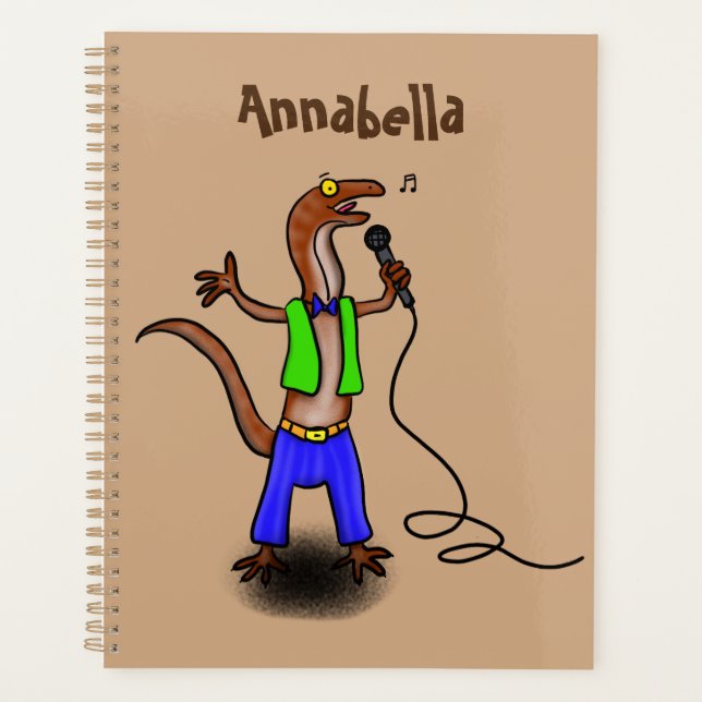 Agenda Lagarto engraçado cantando com desenho de microfon (Frente)