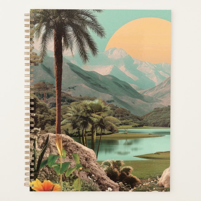 Agenda Lago Tropical Surreal Com Palmeiras (Frente)
