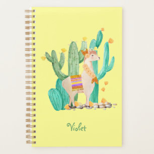 Agenda Lama e Cactus Aquarela Cuja Cor de Água É Amarel