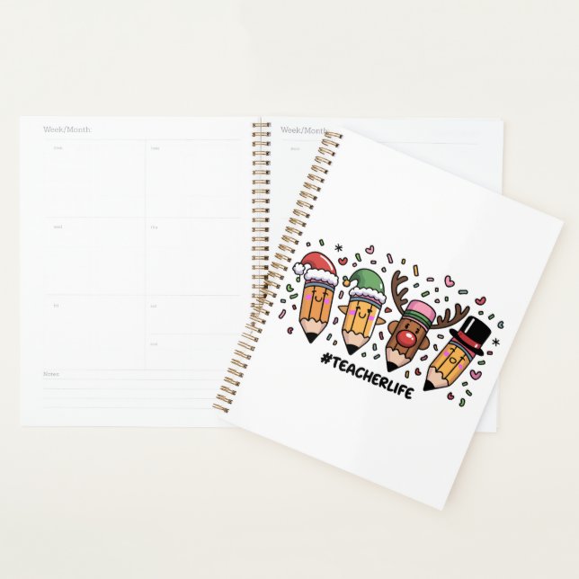 Agenda Lápis de Natal para Professores Vida de Professor  (Exibição)