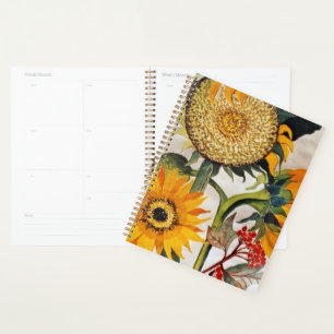Agenda Laranja Amarelo Sorrindo Arte de Girassol
