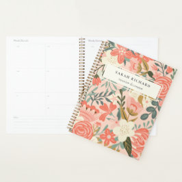 Agenda Laranja Elegante Espessura Verde Ambrosia Floral V