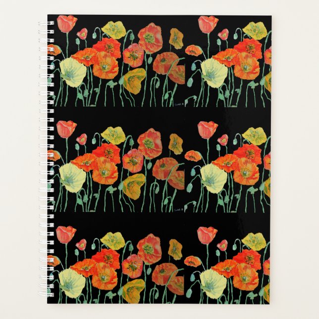 Agenda Laranja Islândia Poppy Poppies Flores Florais (Frente)