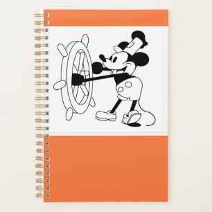 Agenda Laranja Pequena Planner com design Willie em barco
