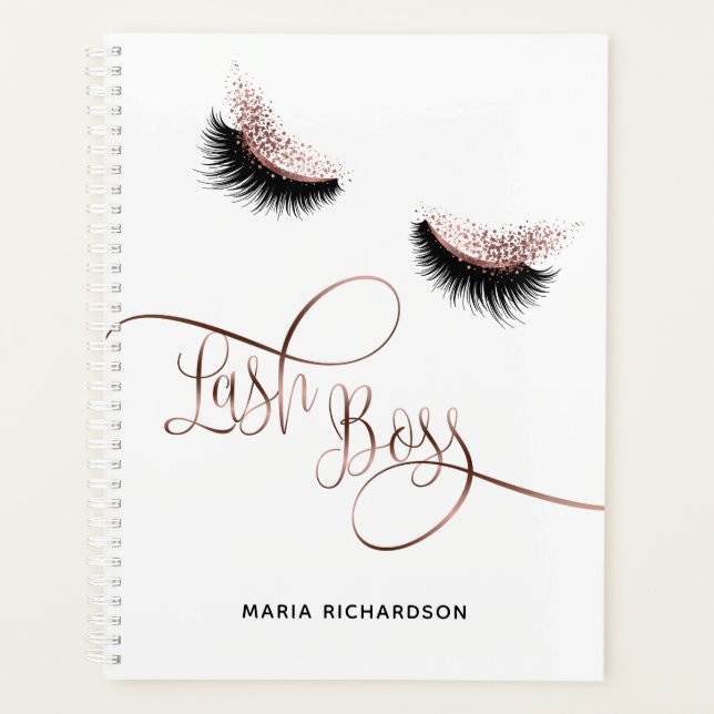 Agenda Lash Boss Makeup Eyebrow Olhos Lashes Rosa Dourado (Frente)