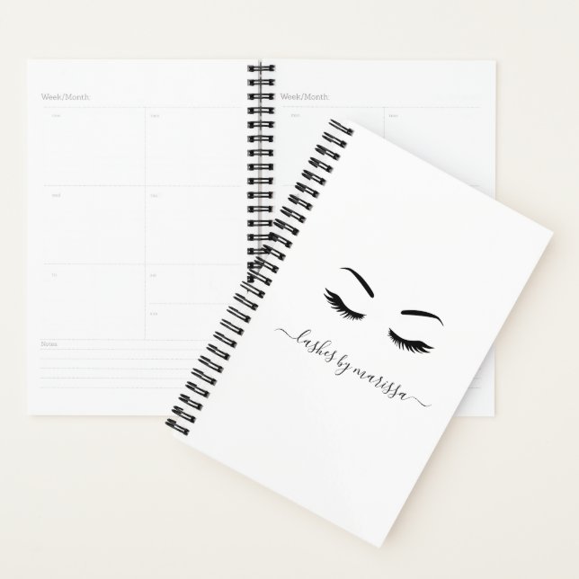 Agenda Lashes Business Minimalista Black White Elegante (Exibição)