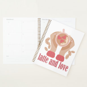 Agenda Latite e xícara de amor, mãos e café