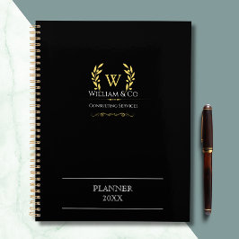 Agenda Laurel Wreath Dourado clássico Monograma