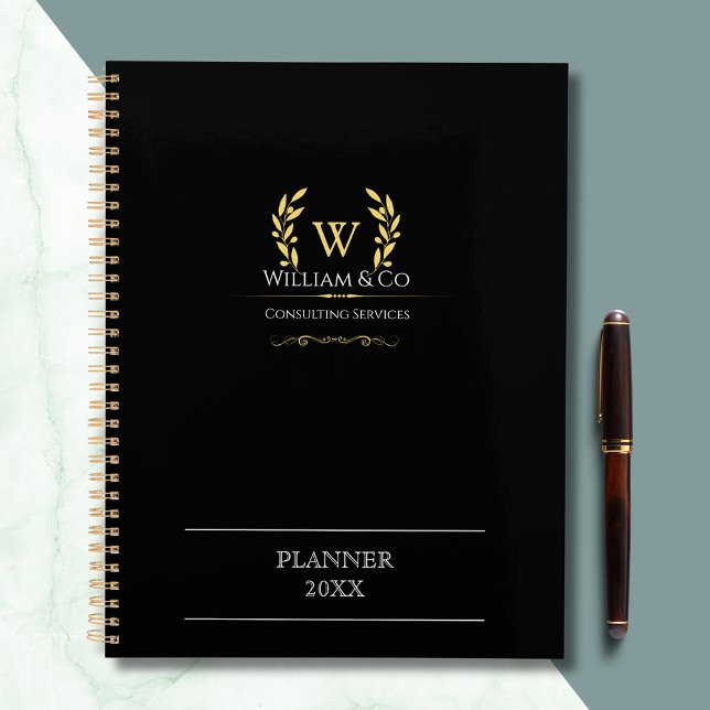 Agenda Laurel Wreath Dourado clássico Monograma (Criador carregado)