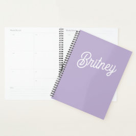 Agenda Lavanda Chic Personalizada Nome do Monograma Roxo