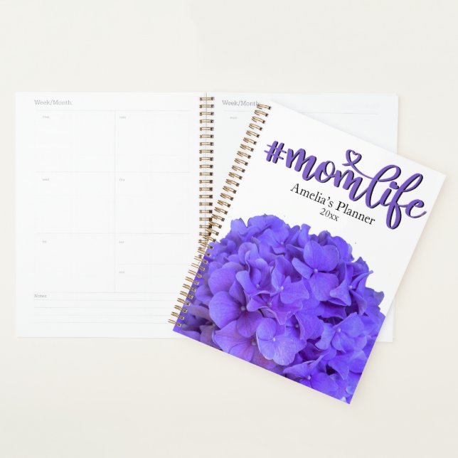 Agenda Lavanda de flores púrpuras florais #momlife (Exibição)