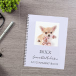 Agenda Lavanda de fotos personalizada de Cat<br><div class="desc">Uma lavanda,  fundo violeta. Personalize e adicione uma foto,  ano,  nome e texto. O nome é escrito em preto com um grande estilo escrito manualmente.</div>