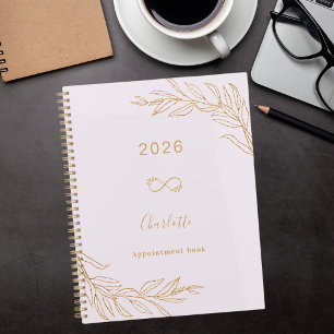 Agenda Lavanda rosa dourado folhagem botânica elegante