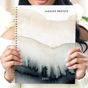 Agenda Lavar com Aquarela Neutra 2025 Nome Personalizado