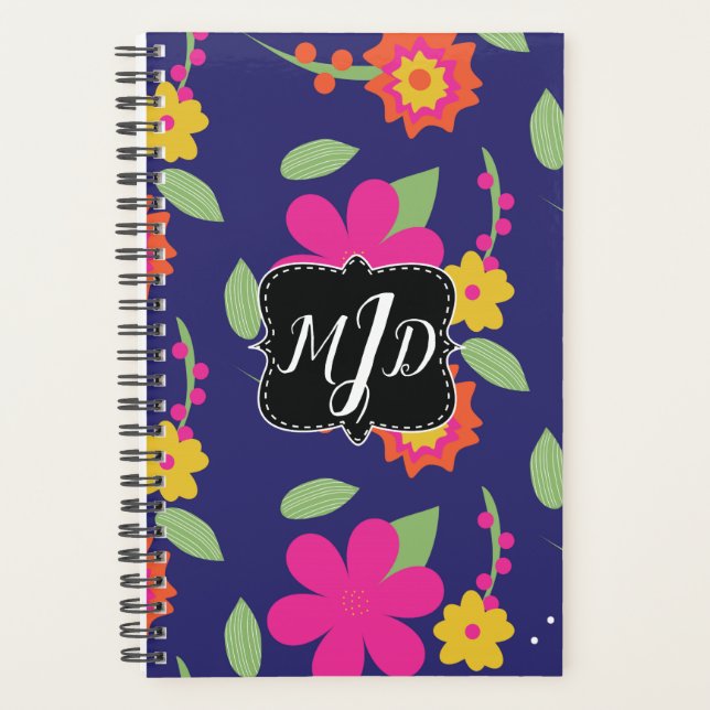 Agenda Leitão Floral Neon Planner (Frente)