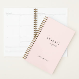 Agenda Leitor de luxo moderno, com Script Simples e Rosa,