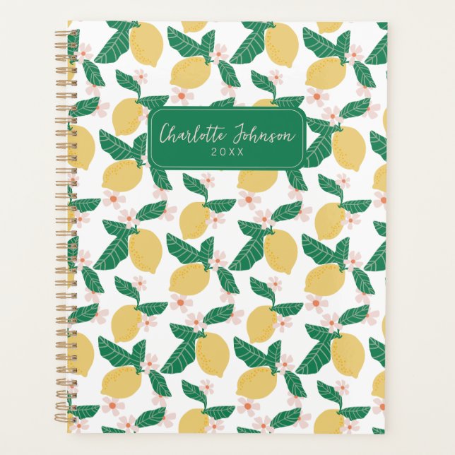 Agenda Lemon Floral Caprichoso Personalizado (Frente)