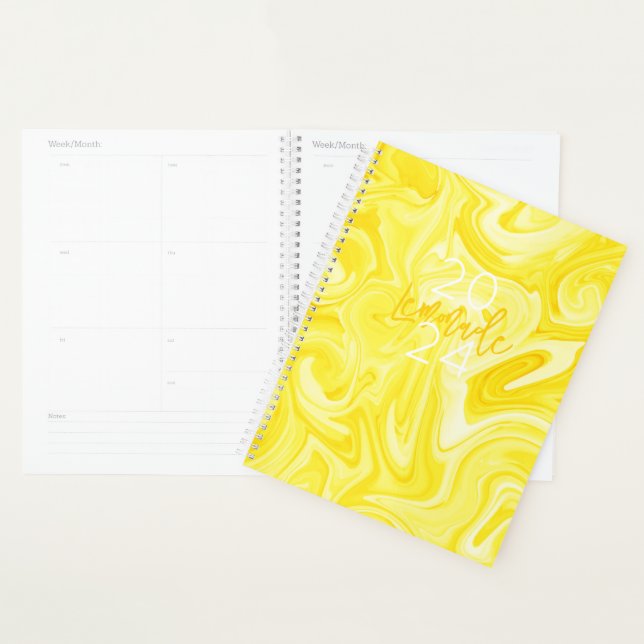 Agenda LEMONADE Yellow Annual Planner Preppy Modern Diver (Exibição)