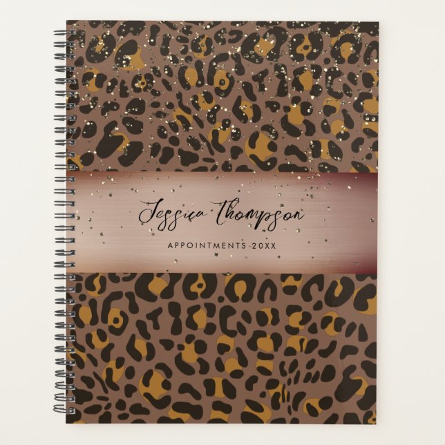 Agenda Leopard Animal Brown Bronze Metálico Glitor (Frente)