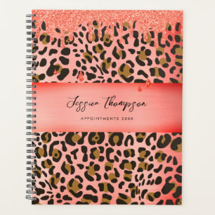 Agenda Leopard Animal Print Metálicos Red Glitter Drives