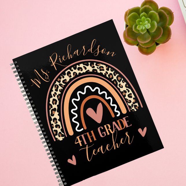 Agenda Leopard Bohemian Rainbow Add Grade Teacher Name Pl (Criador carregado)