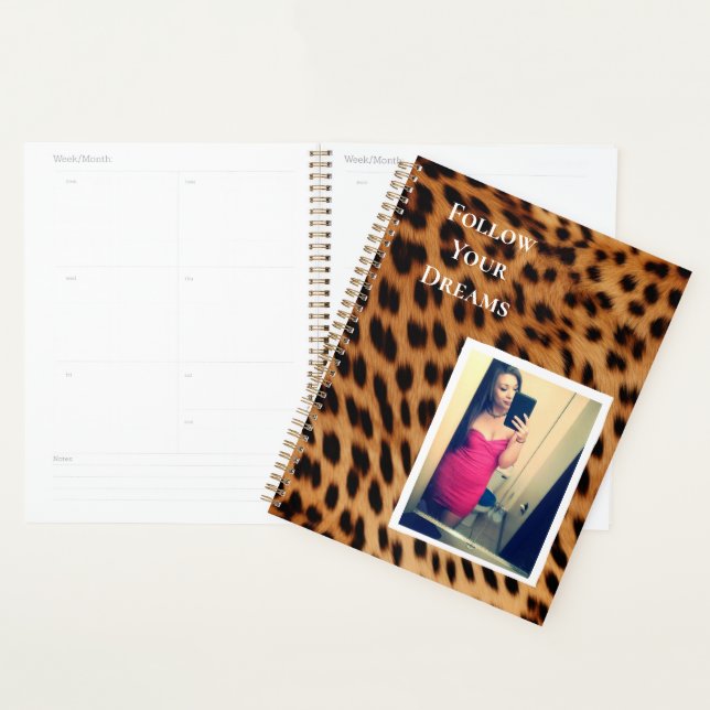 Agenda Leopard Imprima sua citação personalizada de foto (Exibição)