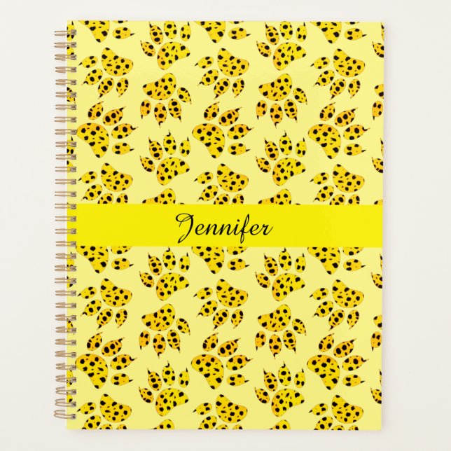 Agenda Leopard Paw Print Patterno Add Name (Frente)
