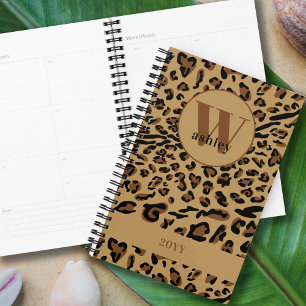 Agenda Leopard Print Brown Black Monogrammed 2022