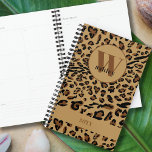 Agenda Leopard Print Brown Black Monogrammed 2023<br><div class="desc">Impressão leopardo,  planador monograma em preto e marrom. O modelo está pronto para você adicionar seu monograma (inicial e nome) e o ano. Design de tipografia moderna e de impressão digital em animais.</div>