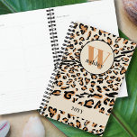 Agenda Leopard Print Modern Monogrammed 2023 Planner<br><div class="desc">Impressão leopardo,  planejador monograma em preto creme e bronzeado. O modelo está pronto para você adicionar seu monograma (inicial e nome) e o ano. Design de tipografia moderna e de impressão digital em animais.</div>