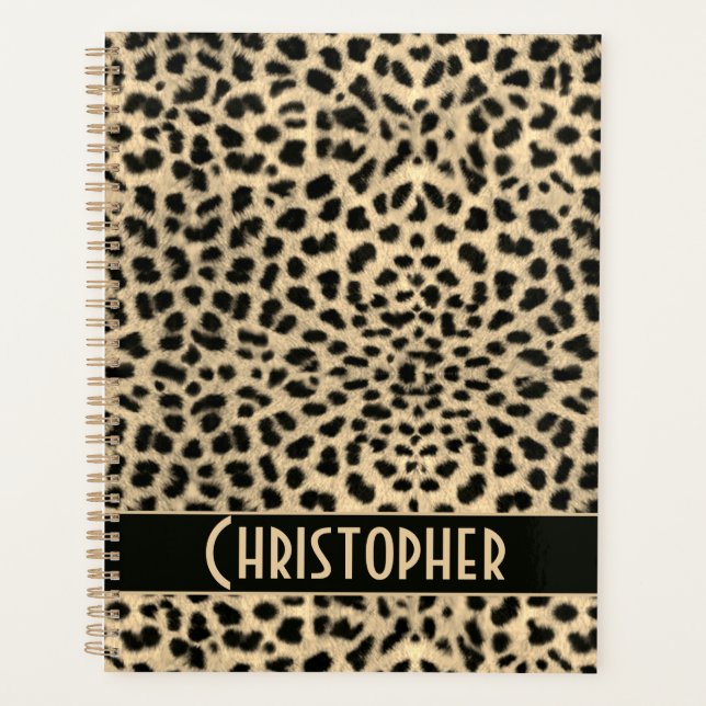 Agenda Leopard Skin Spots Adicionar Nome Personalizar (Frente)