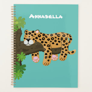 Agenda Leopardo bonito dormindo em desenho animado de ár