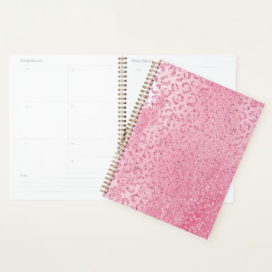 Agenda Leopardo bonito Glitter Rosa-Rosa