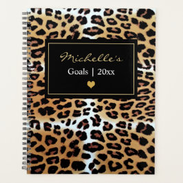 Agenda Leopardo Branco Negro Marrom-Elegante Chic Persona