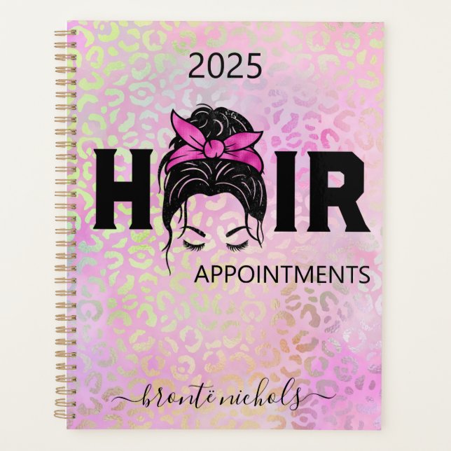 Agenda Leopardo Guepardo Rosa Penteado Coque Desgrenhado (Frente)