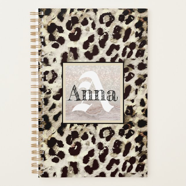 Agenda Leopardo - impressão de animais com impressão (Frente)