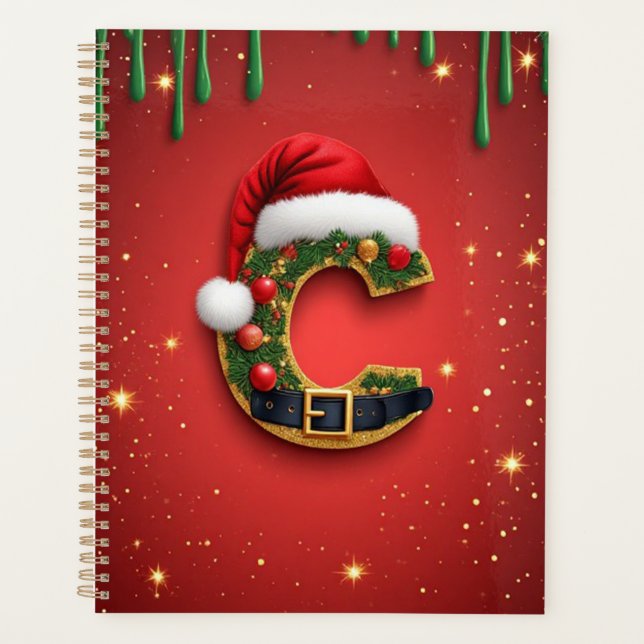 Agenda Letra C Com Decoração de Coroa de Natal 🎁 (Frente)