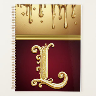Agenda Letra L Monograma Brilhante Com Líquido Pingando