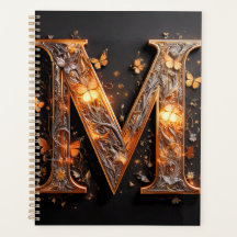 Letra (M) com flores e borboletas