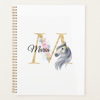 Agenda Letra M personalizada monograma com cavalo