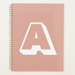 Agenda Letra monográfica personalizada rosa moderna, cor-