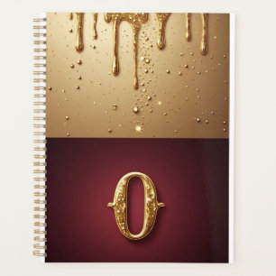 Agenda Letra O Monograma Brilhante Com Líquido Pingando