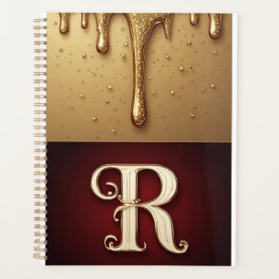 Agenda Letra R Monograma Brilhante Com Líquido Pingando