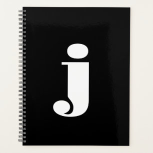 Agenda Letra tipográfica preto-branco-branco-monograma mo