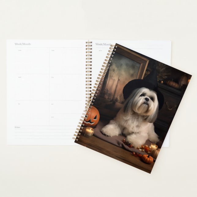 Agenda Lhasa Apso Abóboras Halloween Assustador (Exibição)