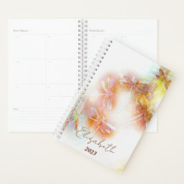 Agenda Libélulas aquarela personalizadas, ano personaliza