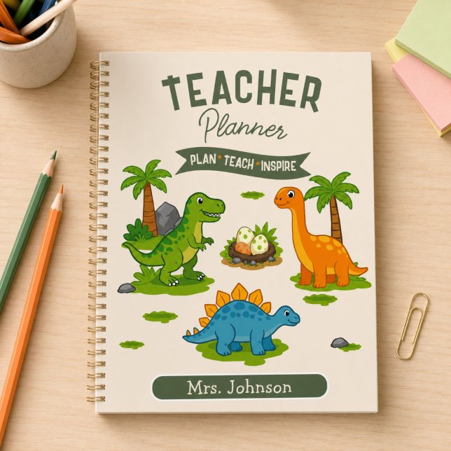 Agenda Lição de Professor de Dinossauro Personalizada (Criador carregado)